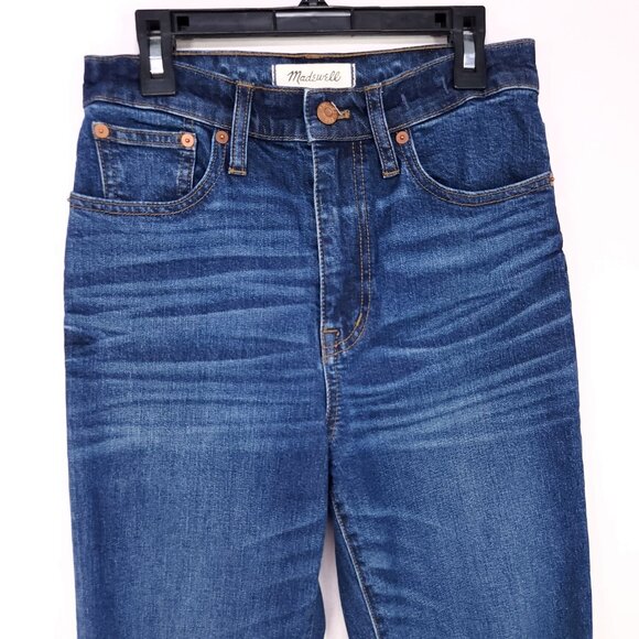 Madewell 11" High Rise Crop Flare Jeans 26 Women Raw Hem Fray Distress Whiskered - Picture 9 of 15